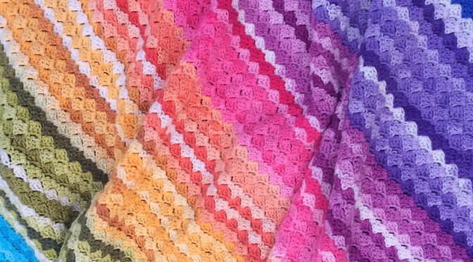 Finished: Ice Yarn Rainbow Blanket